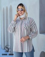 شومیز لینن راه راه ژاکارد کد ۲۰۱۹