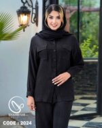 ست مانتو شلوار لینن راه راه کد ۲۰۲۴ - تصویر 6