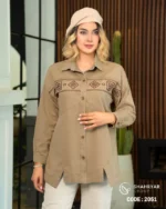شومیز کتان کج راه گلدوزی کد 2051 - تصویر 2