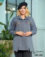 شومیز کتان کج راه گلدوزی کد 2051 - تصویر 12