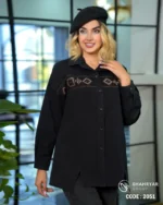شومیز کتان کج راه گلدوزی کد 2051 - تصویر 3