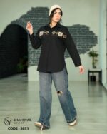 شومیز کتان کج راه گلدوزی کد 2051 - تصویر 6