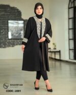 مانتو کرپ پفکی یقه طرح دار کد 2091 - تصویر 4